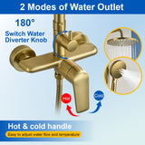 Wall Mounted 2-Function Exposed Shower Faucet with Slide Bar, 10Inch ABS Round Shower Head, 3-Setting Handheld Shower