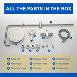 Wall Mounted 2-Function Exposed Shower Faucet with Slide Bar, 10Inch ABS Round Shower Head, 3-Setting Handheld Shower