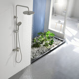 Wall Mounted 2-Function Exposed Shower Faucet with Slide Bar, 10Inch ABS Round Shower Head, 3-Setting Handheld Shower