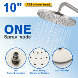 Wall Mounted 2-Function Exposed Shower Faucet with Slide Bar, 10Inch ABS Round Shower Head, 3-Setting Handheld Shower