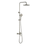 Wall Mounted 2-Function Exposed Shower Faucet with Slide Bar, 10Inch ABS Round Shower Head, 3-Setting Handheld Shower