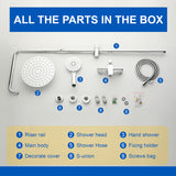 Wall Mounted 2-Function Exposed Shower Faucet with Slide Bar, 10Inch ABS Round Shower Head, 3-Setting Handheld Shower