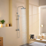 Wall Mounted 2-Function Exposed Shower Faucet with Slide Bar, 10Inch ABS Round Shower Head, 3-Setting Handheld Shower