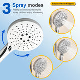 Wall Mounted 2-Function Exposed Shower Faucet with Slide Bar, 10Inch ABS Round Shower Head, 3-Setting Handheld Shower