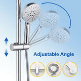 Wall Mounted 2-Function Exposed Shower Faucet with Slide Bar, 10Inch ABS Round Shower Head, 3-Setting Handheld Shower