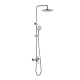 Wall Mounted 2-Function Exposed Shower Faucet with Slide Bar, 10Inch ABS Round Shower Head, 3-Setting Handheld Shower