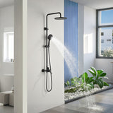 Wall Mounted 2-Function Exposed Shower Faucet with Slide Bar, 10Inch ABS Round Shower Head, 3-Setting Handheld Shower