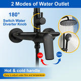 Wall Mounted 2-Function Exposed Shower Faucet with Slide Bar, 10Inch ABS Round Shower Head, 3-Setting Handheld Shower