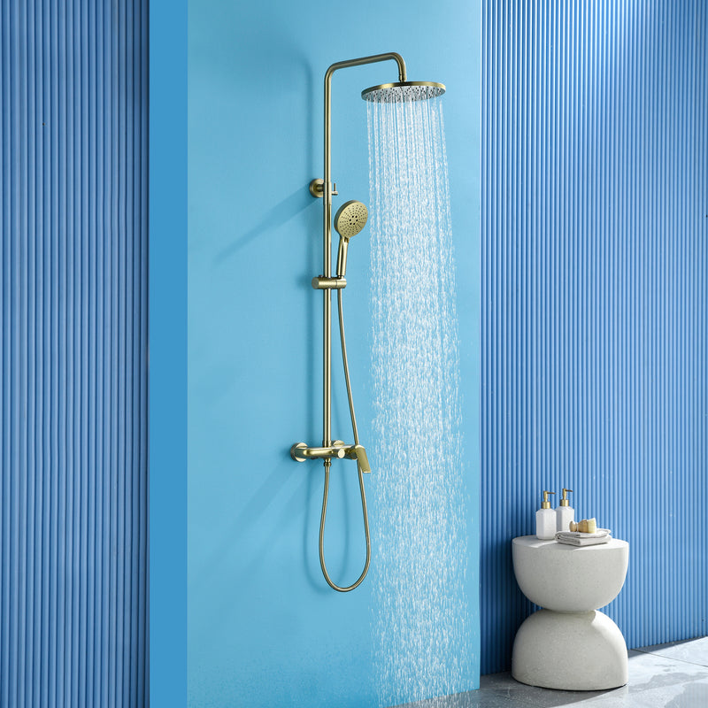 3-in-1 Shower System with 10 Inch Rain Shower Head, 3-Function Handheld Shower & Tub Spout, Adjustable Slide Bar