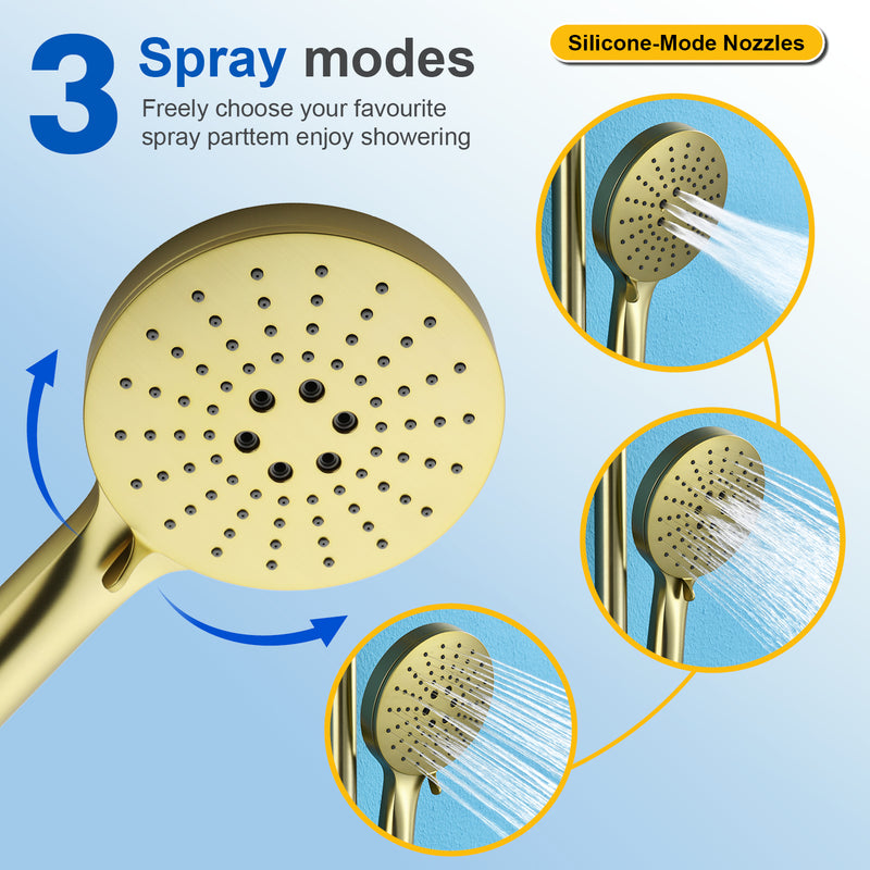 3-in-1 Shower System with 10 Inch Rain Shower Head, 3-Function Handheld Shower & Tub Spout, Adjustable Slide Bar