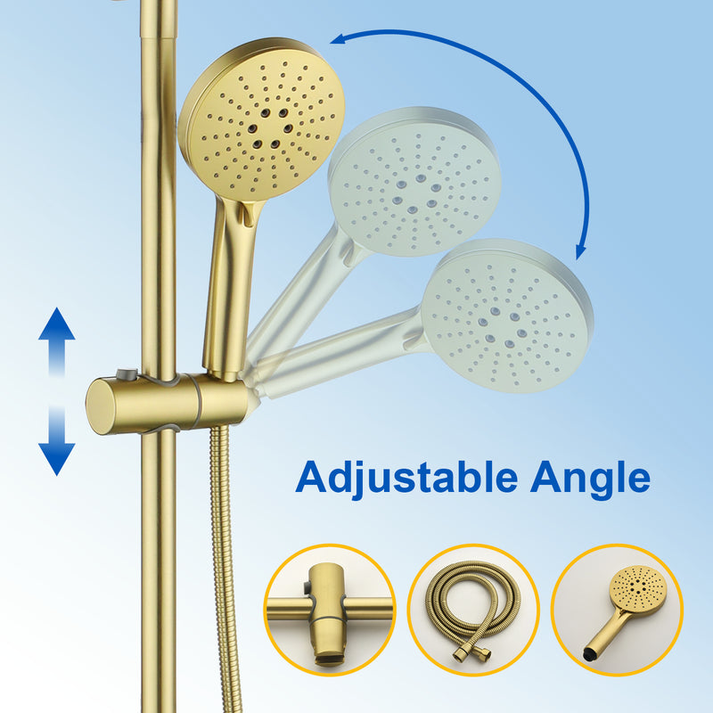 3-in-1 Shower System with 10 Inch Rain Shower Head, 3-Function Handheld Shower & Tub Spout, Adjustable Slide Bar