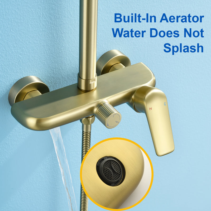 3-in-1 Shower System with 10 Inch Rain Shower Head, 3-Function Handheld Shower & Tub Spout, Adjustable Slide Bar
