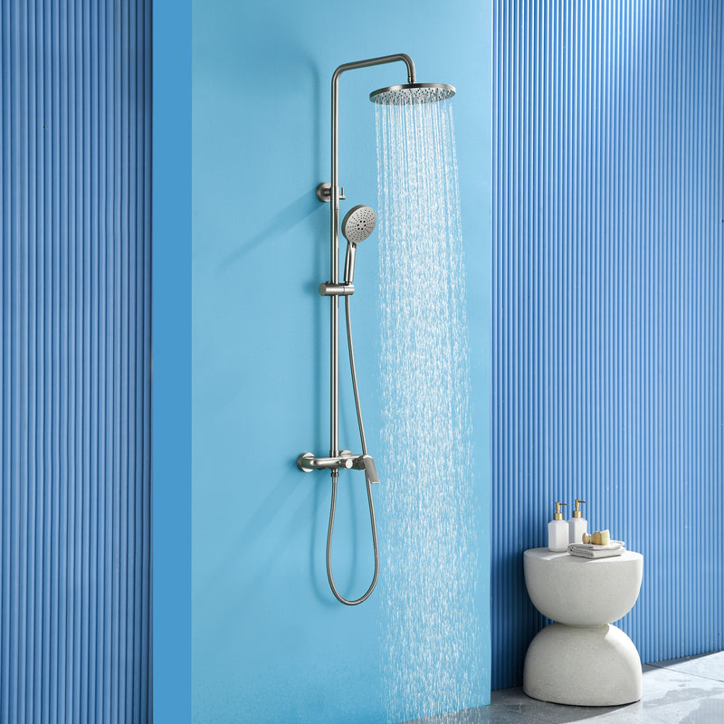 3-in-1 Shower System with 10 Inch Rain Shower Head, 3-Function Handheld Shower & Tub Spout, Adjustable Slide Bar
