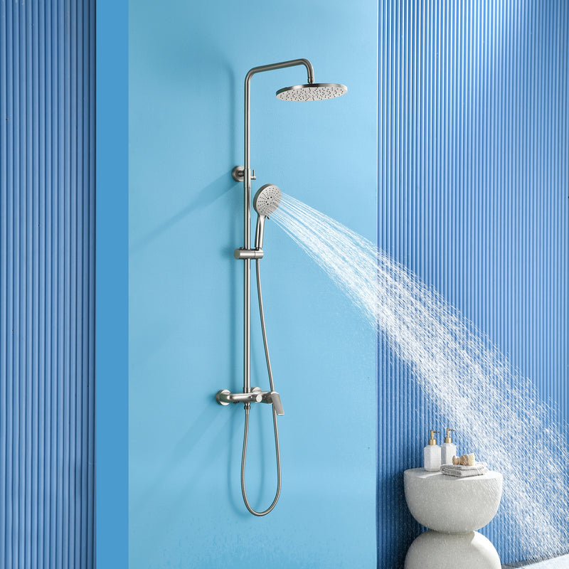 3-in-1 Shower System with 10 Inch Rain Shower Head, 3-Function Handheld Shower & Tub Spout, Adjustable Slide Bar