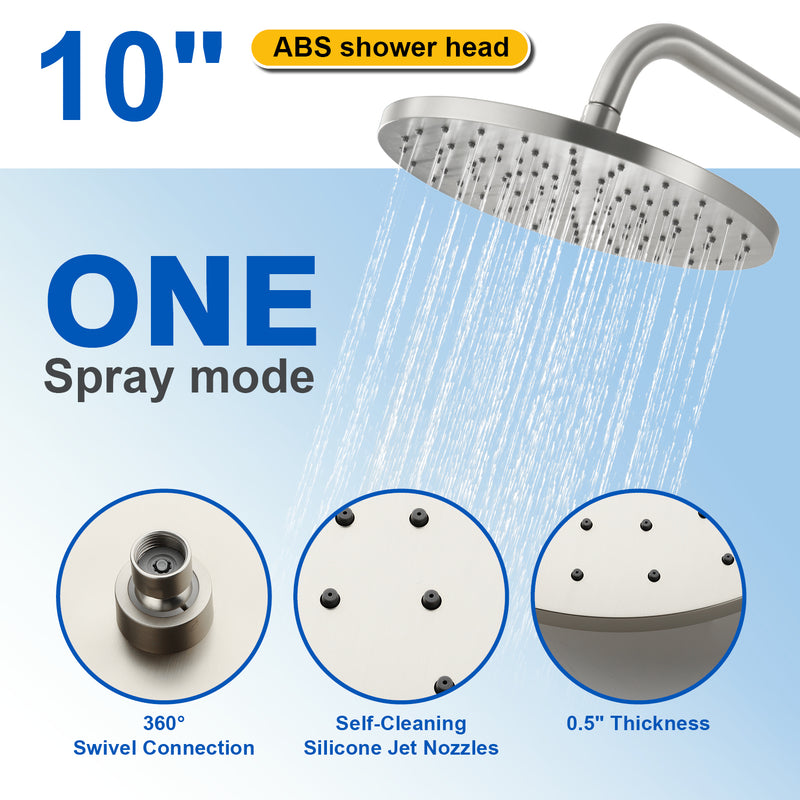 3-in-1 Shower System with 10 Inch Rain Shower Head, 3-Function Handheld Shower & Tub Spout, Adjustable Slide Bar