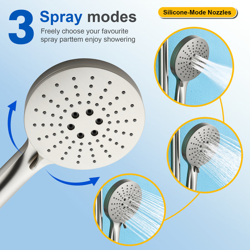 3-in-1 Shower System with 10 Inch Rain Shower Head, 3-Function Handheld Shower & Tub Spout, Adjustable Slide Bar