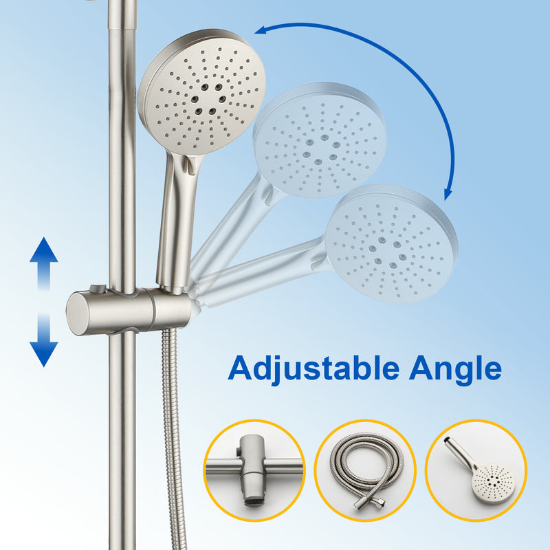 3-in-1 Shower System with 10 Inch Rain Shower Head, 3-Function Handheld Shower & Tub Spout, Adjustable Slide Bar