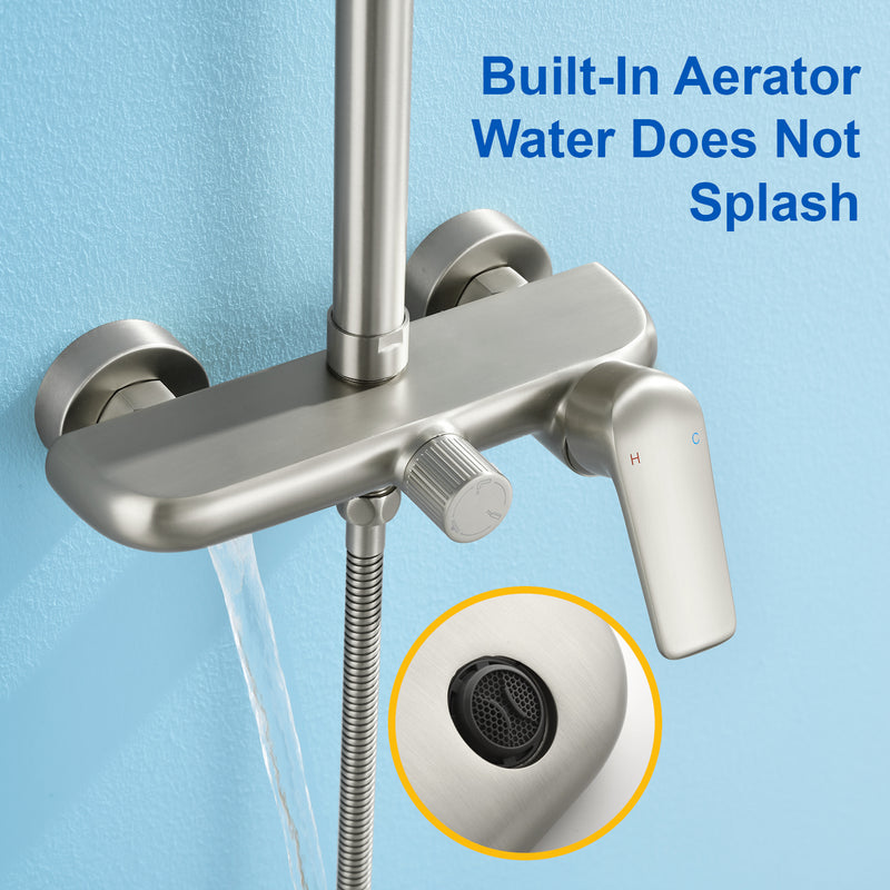 3-in-1 Shower System with 10 Inch Rain Shower Head, 3-Function Handheld Shower & Tub Spout, Adjustable Slide Bar