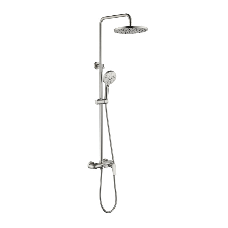3-in-1 Shower System with 10 Inch Rain Shower Head, 3-Function Handheld Shower & Tub Spout, Adjustable Slide Bar