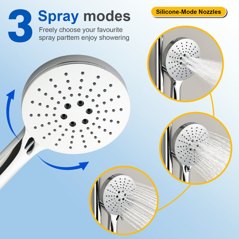 3-in-1 Shower System with 10 Inch Rain Shower Head, 3-Function Handheld Shower & Tub Spout, Adjustable Slide Bar