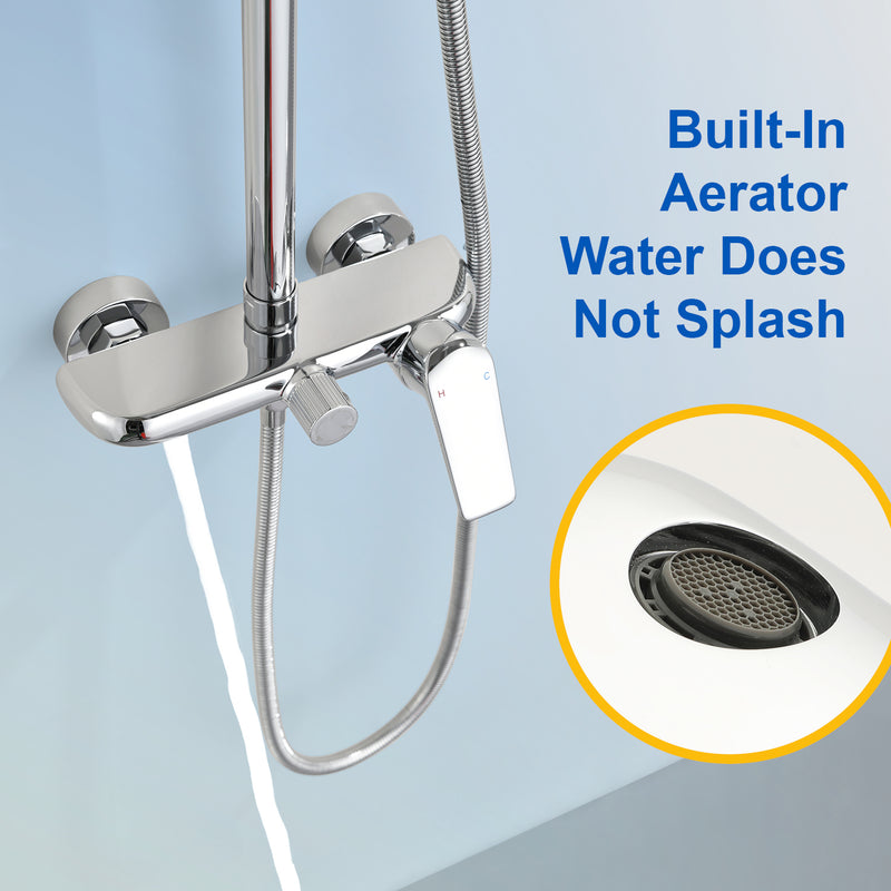 3-in-1 Shower System with 10 Inch Rain Shower Head, 3-Function Handheld Shower & Tub Spout, Adjustable Slide Bar