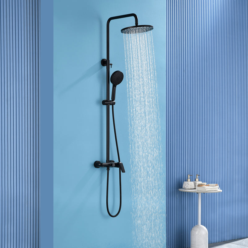 3-in-1 Shower System with 10 Inch Rain Shower Head, 3-Function Handheld Shower & Tub Spout, Adjustable Slide Bar