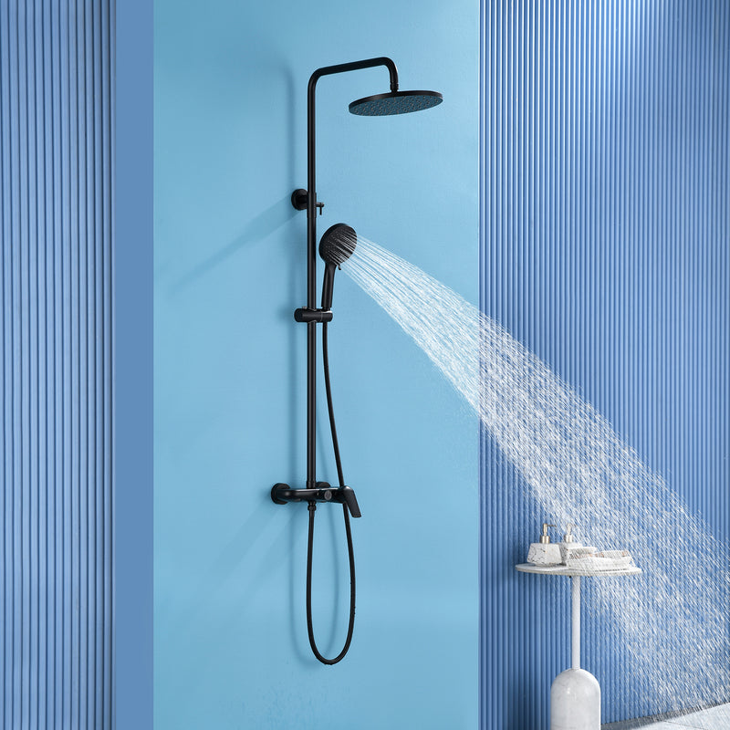 3-in-1 Shower System with 10 Inch Rain Shower Head, 3-Function Handheld Shower & Tub Spout, Adjustable Slide Bar
