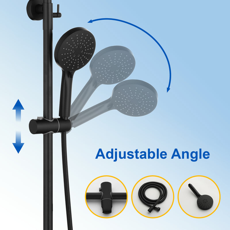 3-in-1 Shower System with 10 Inch Rain Shower Head, 3-Function Handheld Shower & Tub Spout, Adjustable Slide Bar