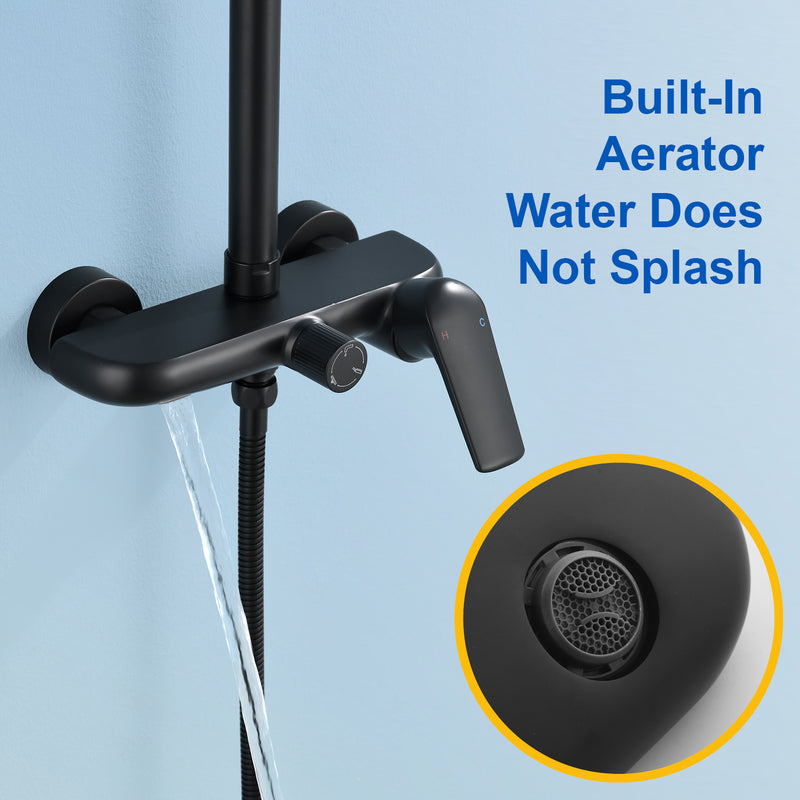 3-in-1 Shower System with 10 Inch Rain Shower Head, 3-Function Handheld Shower & Tub Spout, Adjustable Slide Bar