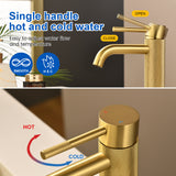 Deck-Mounted Single Handle Lavatory Faucet One Hole Faucet Bathroom with Pop Up Drain In Matte Black, Chrome, Brushed Nickel, Brushed Gold