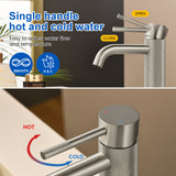 Deck-Mounted Single Handle Lavatory Faucet One Hole Faucet Bathroom with Pop Up Drain In Matte Black, Chrome, Brushed Nickel, Brushed Gold