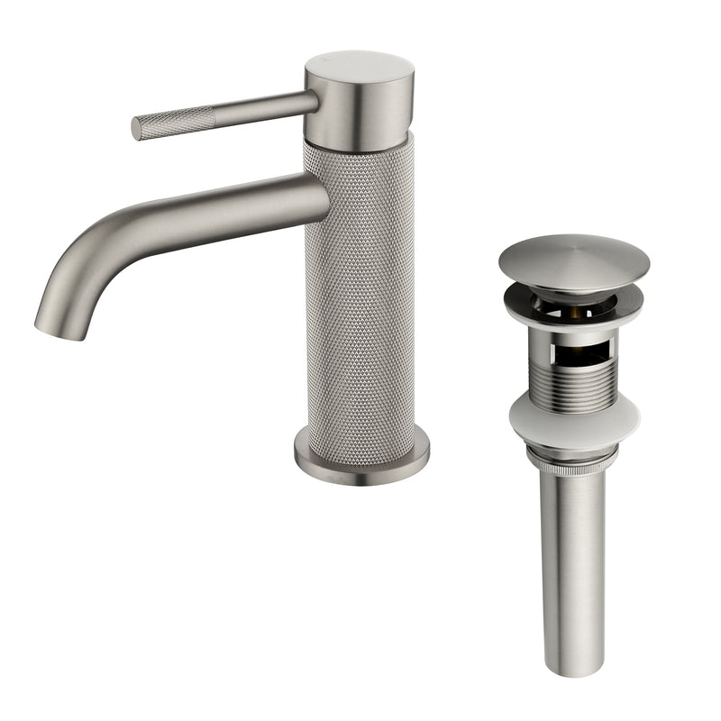 Deck-Mounted Single Handle Lavatory Faucet One Hole Faucet Bathroom with Pop Up Drain In Matte Black, Chrome, Brushed Nickel, Brushed Gold