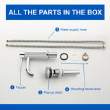 Deck-Mounted Single Handle Lavatory Faucet One Hole Faucet Bathroom with Pop Up Drain In Matte Black, Chrome, Brushed Nickel, Brushed Gold