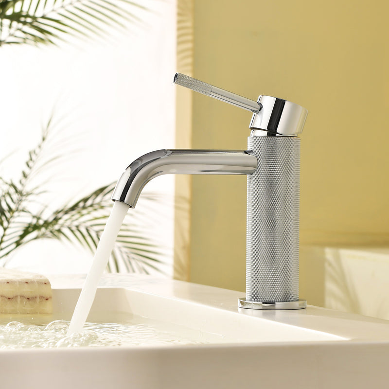 Deck-Mounted Single Handle Lavatory Faucet One Hole Faucet Bathroom with Pop Up Drain In Matte Black, Chrome, Brushed Nickel, Brushed Gold