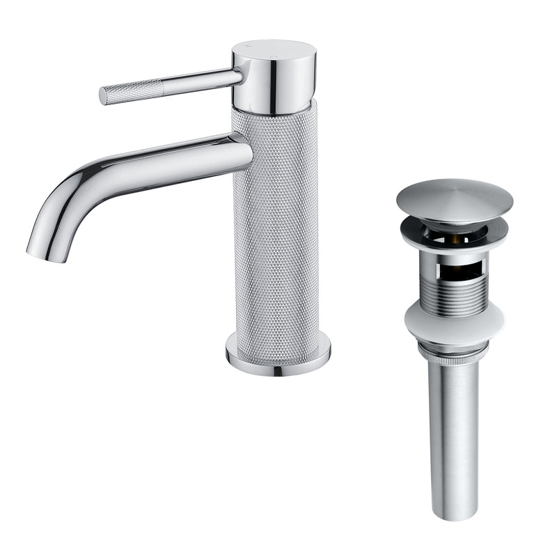 Deck-Mounted Single Handle Lavatory Faucet One Hole Faucet Bathroom with Pop Up Drain In Matte Black, Chrome, Brushed Nickel, Brushed Gold
