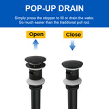 Deck-Mounted Single Handle Lavatory Faucet One Hole Faucet Bathroom with Pop Up Drain In Matte Black, Chrome, Brushed Nickel, Brushed Gold