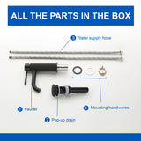 Deck-Mounted Single Handle Lavatory Faucet One Hole Faucet Bathroom with Pop Up Drain In Matte Black, Chrome, Brushed Nickel, Brushed Gold