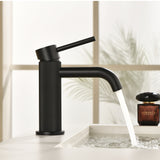 Deck-Mounted Single Handle Lavatory Faucet One Hole Faucet Bathroom with Pop Up Drain In Matte Black, Chrome, Brushed Nickel, Brushed Gold
