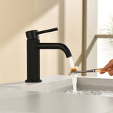 Deck-Mounted Single Handle Lavatory Faucet One Hole Faucet Bathroom with Pop Up Drain In Matte Black, Chrome, Brushed Nickel, Brushed Gold