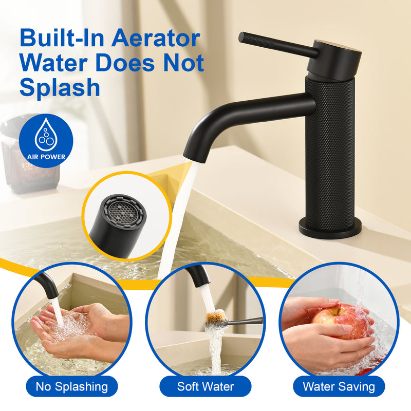 Deck-Mounted Single Handle Lavatory Faucet One Hole Faucet Bathroom with Pop Up Drain In Matte Black, Chrome, Brushed Nickel, Brushed Gold