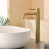 Single Hole Vessel Bathroom Faucet1.2GPM Round Hot Cold Tall Basin Mixer with SUS 304 Drain Assembly -Matt Black, Chrome, Brushed Nicke, Brushed Gold