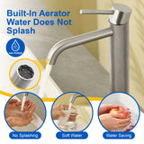 Single Hole Vessel Bathroom Faucet1.2GPM Round Hot Cold Tall Basin Mixer with SUS 304 Drain Assembly -Matt Black, Chrome, Brushed Nicke, Brushed Gold