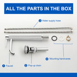 Single Hole Vessel Bathroom Faucet1.2GPM Round Hot Cold Tall Basin Mixer with SUS 304 Drain Assembly -Matt Black, Chrome, Brushed Nicke, Brushed Gold