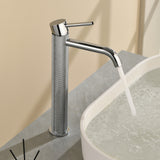 Single Hole Vessel Bathroom Faucet1.2GPM Round Hot Cold Tall Basin Mixer with SUS 304 Drain Assembly -Matt Black, Chrome, Brushed Nicke, Brushed Gold