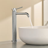 Single Hole Vessel Bathroom Faucet1.2GPM Round Hot Cold Tall Basin Mixer with SUS 304 Drain Assembly -Matt Black, Chrome, Brushed Nicke, Brushed Gold