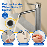 Single Hole Vessel Bathroom Faucet1.2GPM Round Hot Cold Tall Basin Mixer with SUS 304 Drain Assembly -Matt Black, Chrome, Brushed Nicke, Brushed Gold