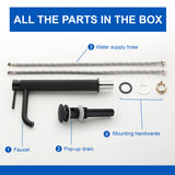 Single Hole Vessel Bathroom Faucet1.2GPM Round Hot Cold Tall Basin Mixer with SUS 304 Drain Assembly -Matt Black, Chrome, Brushed Nicke, Brushed Gold