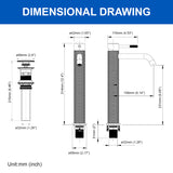 Single Hole Vessel Bathroom Faucet1.2GPM Round Hot Cold Tall Basin Mixer with SUS 304 Drain Assembly -Matt Black, Chrome, Brushed Nicke, Brushed Gold