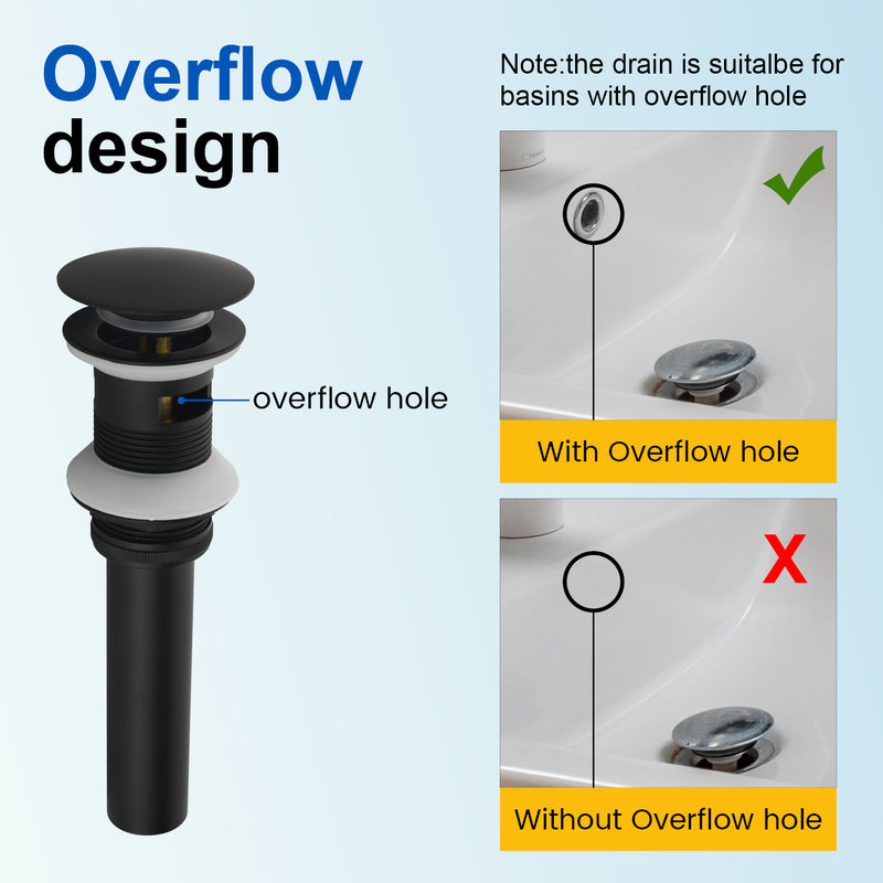 Single Hole Vessel Bathroom Faucet1.2GPM Round Hot Cold Tall Basin Mixer with SUS 304 Drain Assembly -Matt Black, Chrome, Brushed Nicke, Brushed Gold