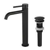Single Hole Vessel Bathroom Faucet1.2GPM Round Hot Cold Tall Basin Mixer with SUS 304 Drain Assembly -Matt Black, Chrome, Brushed Nicke, Brushed Gold